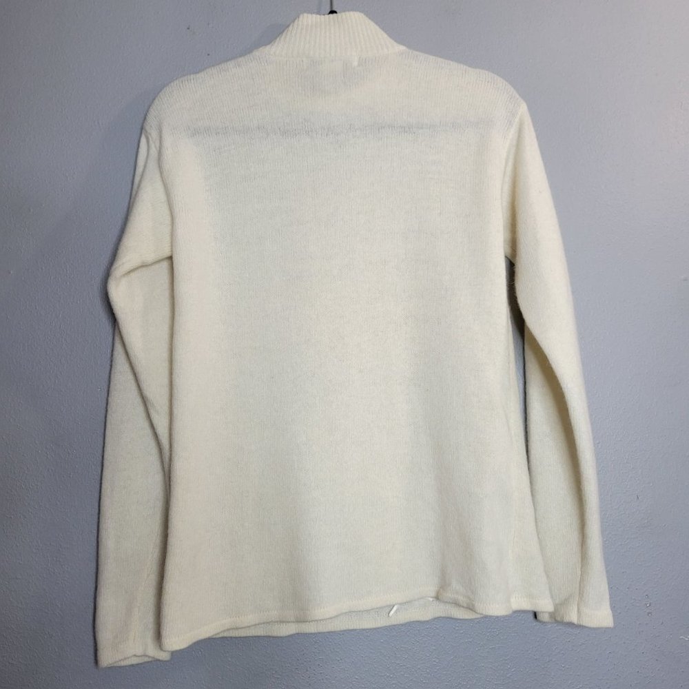 Vintage Lisa International Lambswool Agora Rabbit Hair Sweater Ivory White M - Picture 2 of 7